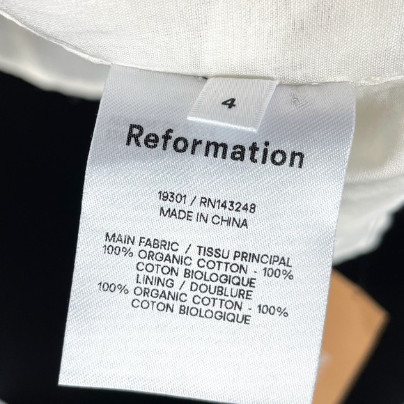 New Reformation Dunes Dress Cream Puff Long Sleeve Smocked Square Neck Mini Sz 4 - Picture 15 of 16